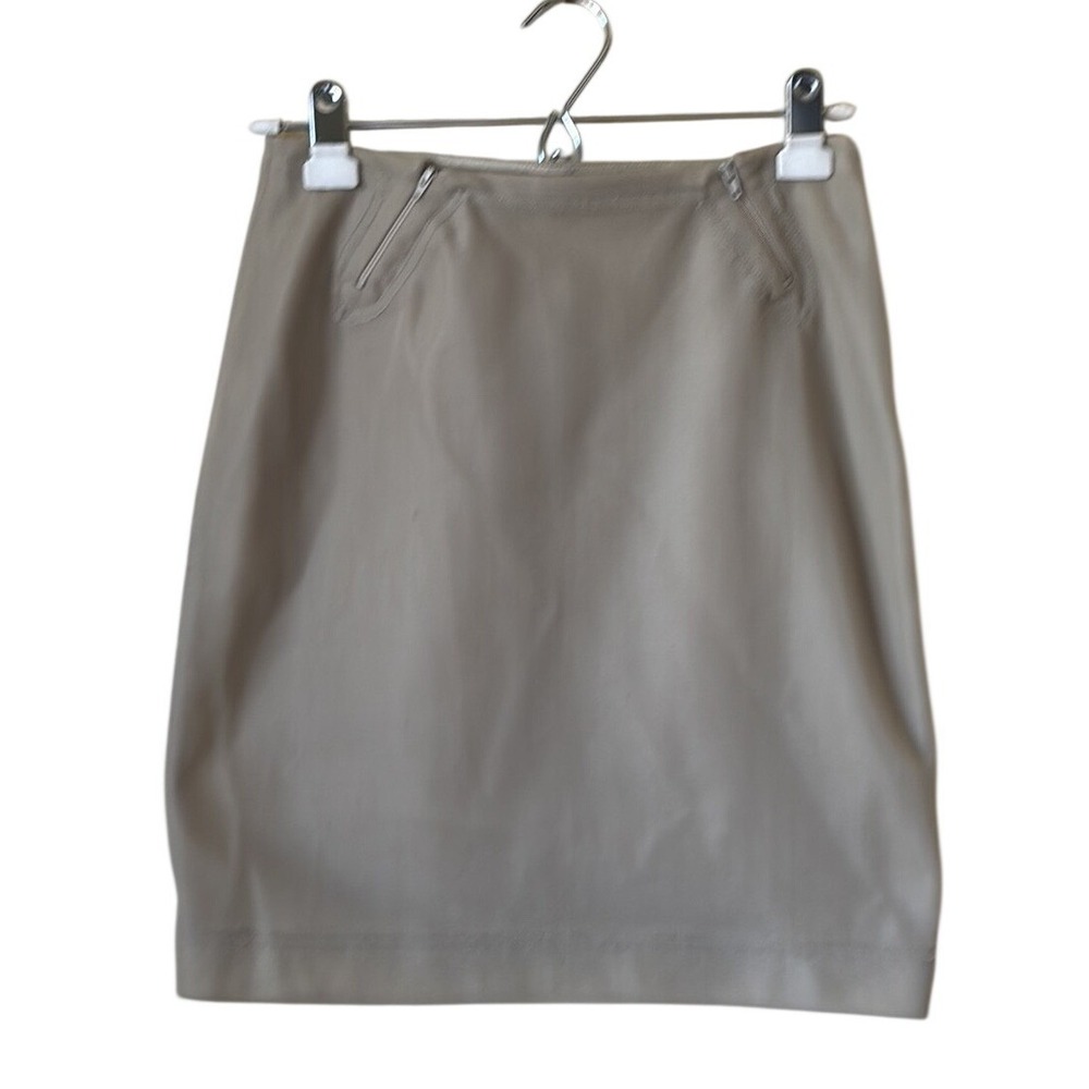 Ozbek Tan Pencil Skirt Made in Italy Vintage Minimalist Neutral Size 8